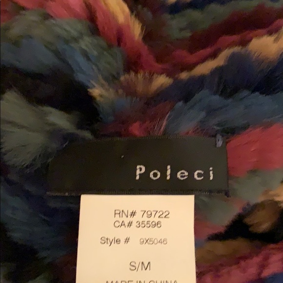 Multi color genuine rabbit fur wrap - Picture 2 of 5